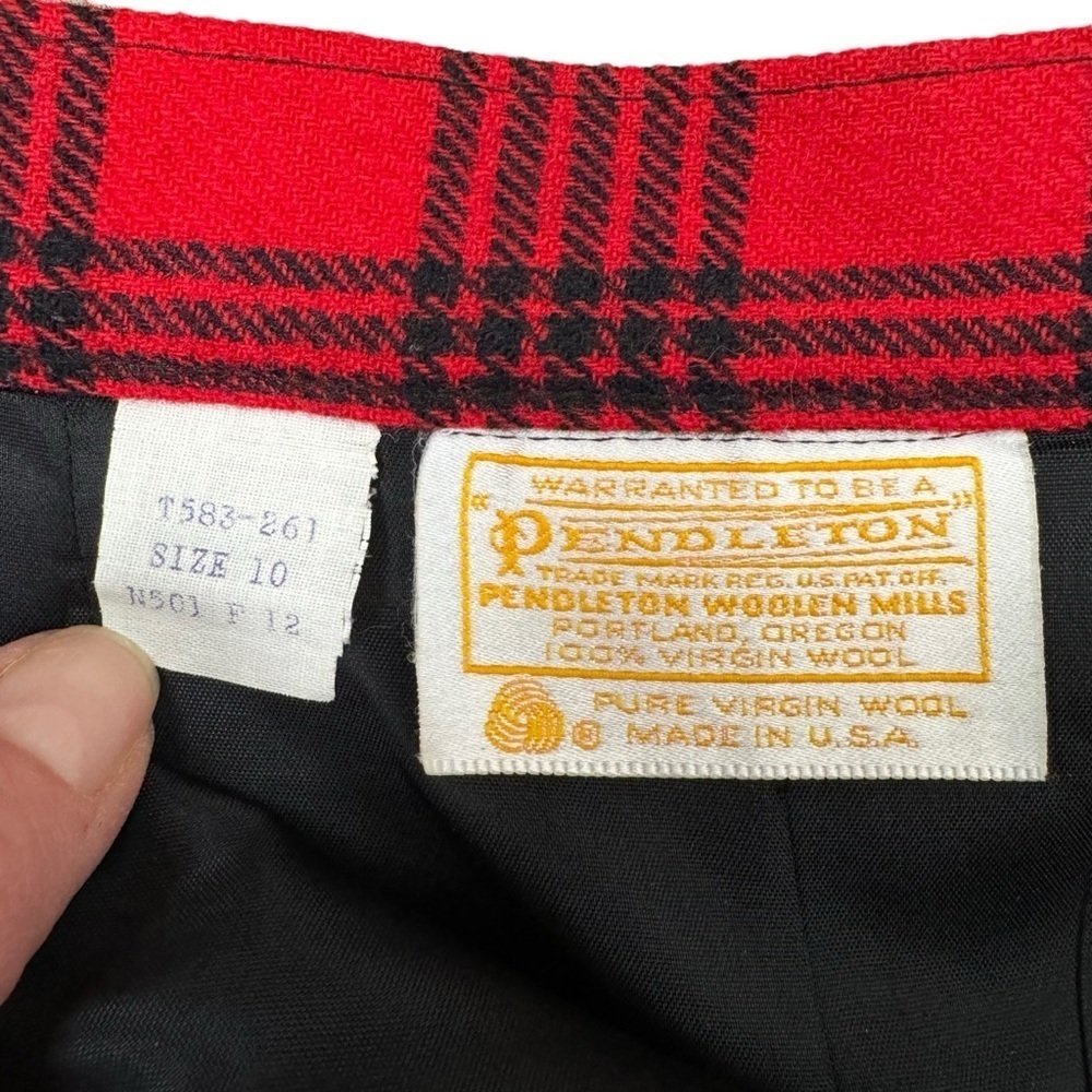 Vintage Pendleton Plaid Pleated Skirt S Red Black Wool Academia Old Money Preppy - Picture 6 of 6